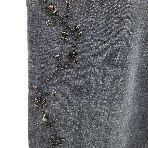 Vintage 80s Venezia Jeans 16 Dark Wash High-rise Straight Leg Beaded Embellished - Picture 4 of 11